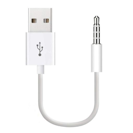 USB to 3.5mm Jack Cable for iPod Shuffle 1st-6th Gen, 10cm White - 1