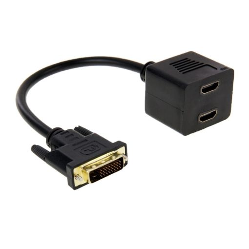29.5cm DVI 24+1 Pin Male to 2 x HDMI Female Splitter Cable - 1