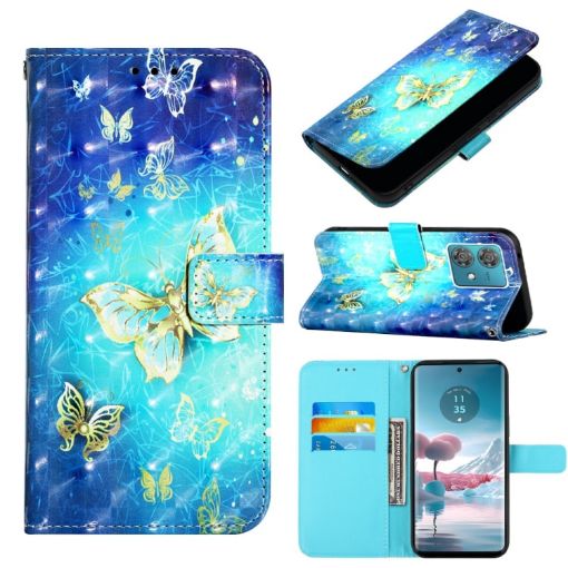 Motorola Edge 40 Neo Leather Phone Case - Golden Butterfly - 1