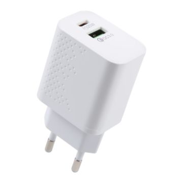 LZ-105A+C PD 20W USB-C/Type-C+QC 3.0 Charger EU Plug White - 1