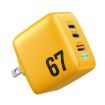 WK WP-U141 67W USB+Double USB-C/Type-C GaN Charger, US Plug Yellow - 1