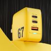 WK WP-U141 67W USB+Double USB-C/Type-C GaN Charger, US Plug Yellow - 3