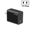 GaN PD65W Type-C x 2 + USB3.0 Laptop Adapter - US Plug (Black) - 1