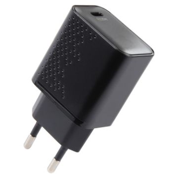 25W USB-C Travel Charger, EU Plug - Black - 1