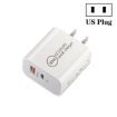PD30W USB-C/Type-C + QC3.0 USB Dual Port Charger, US Plug - 1