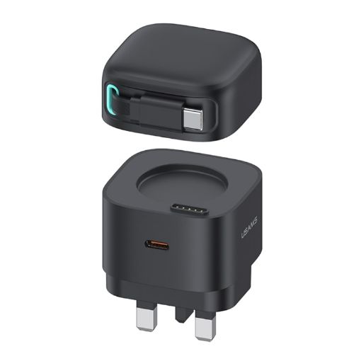 USAMS PD35W Dual Type-C Port GaN Fast Charger, UK Plug - Black - 1