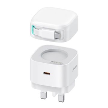 USAMS PD35W Dual Type-C Port GaN Fast Charger, UK Plug - White - 1