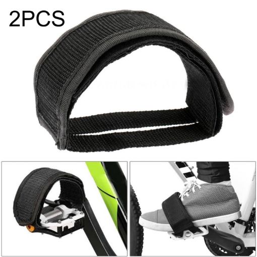 2 PCS Bicycle Pedals Bands Set with Anti-slip Straps - Black - 1