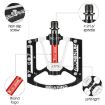 1 Pair Red Mountain Bike Aluminum Pedal Lightweight Bearing Foot Pedal - 4