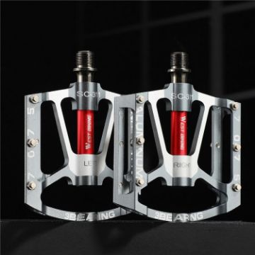 West Biking Mountain Bike Aluminum Pedal - Lightweight Silver - 1