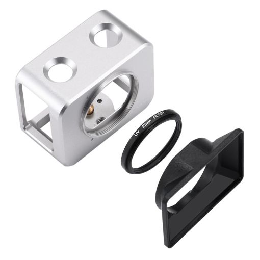 PULUZ Sony RX0 Aluminum Cage + UV Filter + Lens Sunshade Silver - 1