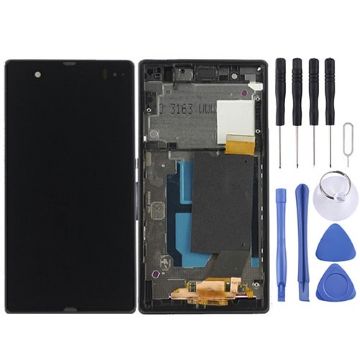 LCD Display + Touch Panel with Frame for Sony Xperia Z (Black) - 1