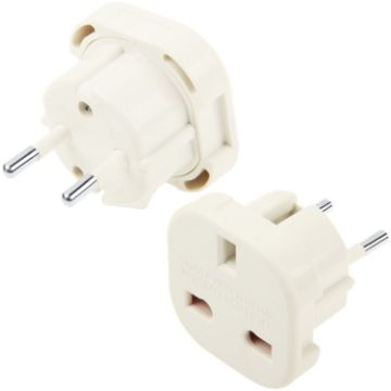 UK to EU Plug Adaptor - High Quality, White - 1