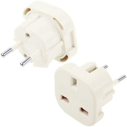 UK to EU Plug Adaptor - High Quality, White - 1