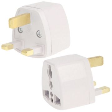 Travel Power Adapter Plug with UK Socket Plug - White - 1