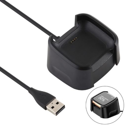 Fitbit Versa 2 Charger Dock Stand with 1m Cable - Black - 1