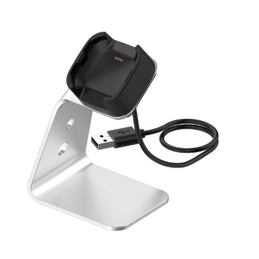 Fitbit Versa 2 Charger Holder - Universal Aluminum Alloy (Silver) - 1