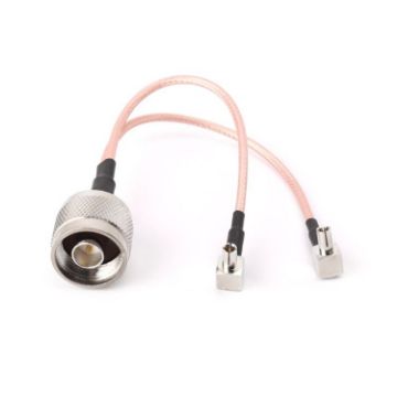 RG316 N Male to 2xTS9/2xCRC9 Male Plug Combiner Splitter Cable, 15cm - 1
