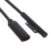 Type-C/USB-C Power Charging Cable for Microsoft Surface Pro 5/6, 30cm Black - 1