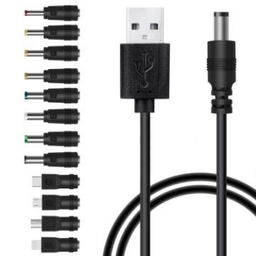 12 in 1 DC Power Cord USB Multi-Function Charging Cable - Black - 1