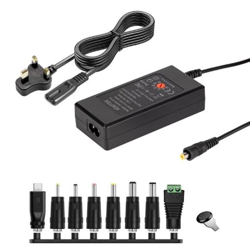 65W 6-20V Adjustable 3A DC Power Adapter Charger - UK Plug Small - 1