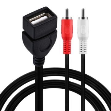 JUNSUNMAY USB 2.0 Female to 2 x RCA Male Splitter Cable, 0.2m - 1