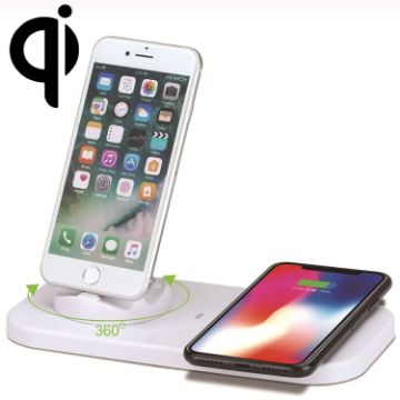 Picture of USB to 3 in 1 (8 Pin + Micro USB + USB-C/Type-C) Dock Charger Desktop Charging Data Sync Stand Station Holder with Qi Wireless Charger & USB Cable