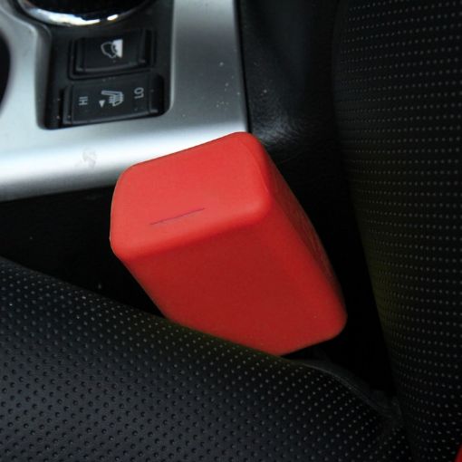 Red Rubber Car Seat Belt Clips - Protective Cover - 1