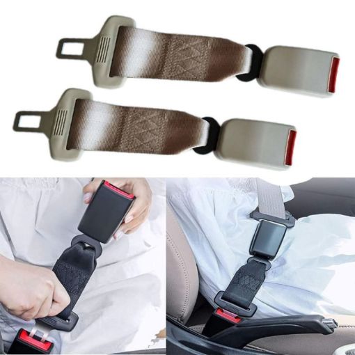 Child and Pregnant Woman Car Seat Belt Extender - 2 PCS, Beige - 26cm Length - 1