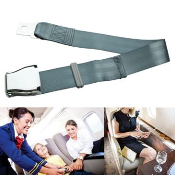 Gray Aircraft Seat Belt Extension - Adjustable Buckle, Two Point - 1