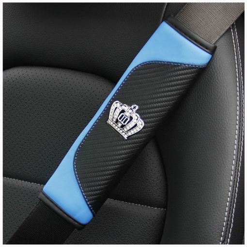 Car Seat Belt Cover Carbon Fiber Leather Auto Seat Shoulder Protection - 1
