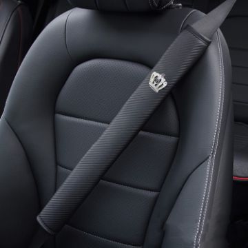50cm Carbon Fiber Car Leather Seat Belt Cover Shoulder Pads - 1