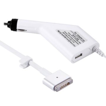 85W MagSafe 2 Car Charger for Apple Macbook A1398/A1424 - White - 1