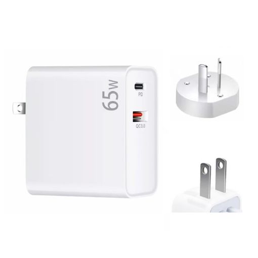 65W USB-C/Type-C + QC3.0 Laptop Charging Adapter - AU/US Plug - 1