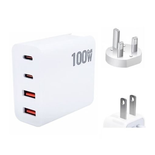 GaN 100W Dual USB + Dual USB-C Charger for Apple MacBook - US/UK Plug - 1