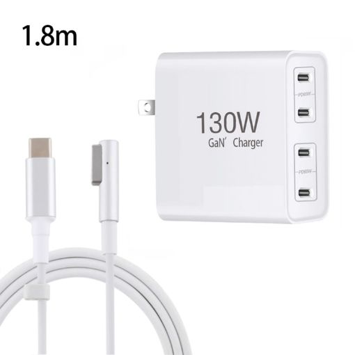 GaN 130W 4-Port USB-C PD65W/PD30W Charger with 1.8m Type-C to MagSafe Cable - 1
