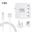 GaN 130W 4-Port USB-C PD65W/PD30W Charger with Type-C to MagSafe 2 Cable - 1