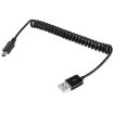 Mini 5-pin USB to USB 2.0 Coiled Cable, 25cm Length, Black - 1