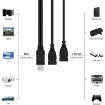USB 2.0 Male to Dual USB Female Adapter Cable - 30cm (Black) - 5