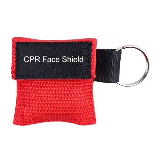 CPR Emergency Face Shield Mask Key Ring - Red - 1