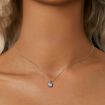 Picture of S925 Sterling Silver Platinum Plated Blue Moissanite Necklace (MSN031)