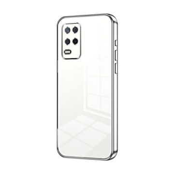Silver Transparent Plating Case for Realme 8 5G - Fine Hole Design - 1
