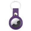 Shockproof Purple Leather AirTag Case with Key Chain - 1