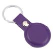 Shockproof Purple Leather AirTag Case with Key Chain - 3