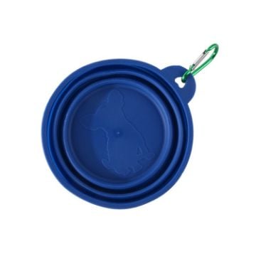 Picture of 350ml Portable Pets Outdoor Folding Bowl Cats And Dogs Outdoor Retractable Drinking And Eating Pot (Blue)