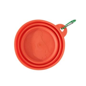 Picture of 350ml Portable Pets Outdoor Folding Bowl Cats And Dogs Outdoor Retractable Drinking And Eating Pot (Orange Pink)