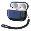 AirPods Pro 2 Electroplated Leather Texture Case - Navy Blue - 1