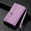 Samsung Galaxy A55 Zipper Wallet Rhombic Leather Phone Case - Purple - 2