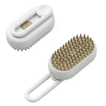 Picture of Pet Electric Spray Comb Rechargeable Cat Steamy Grooming Brush Cleaning Tool (White)