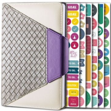 Picture of A5 PU Leather Knitting Planner Notebook Undated Weekly Plan Book (Purple)